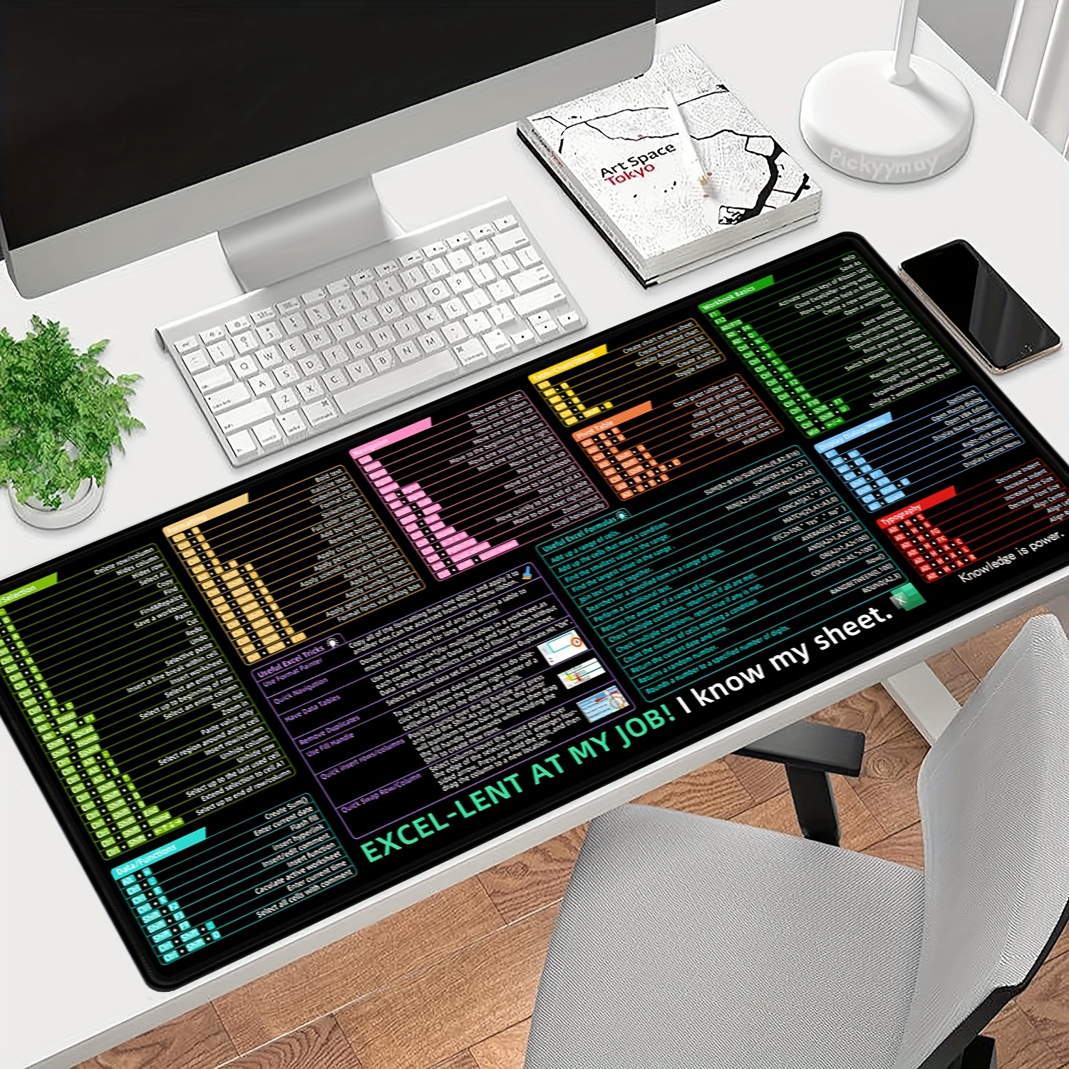 

Excel Shortcut Key Mouse Pad - Large, Non-slip Desk Mat With Edge Locking For Office Efficiency