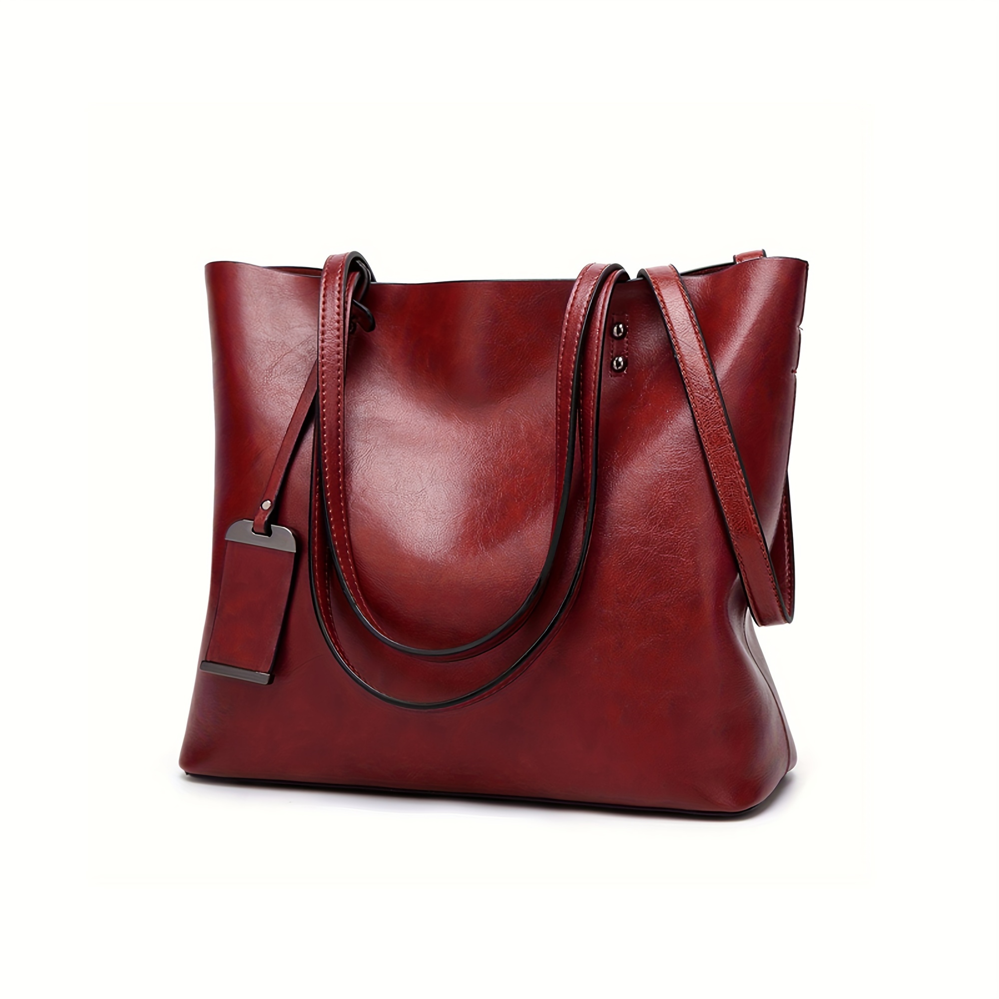 Women's Faux Leather Tote Bag Large Capacity Shoulder Bag - Temu