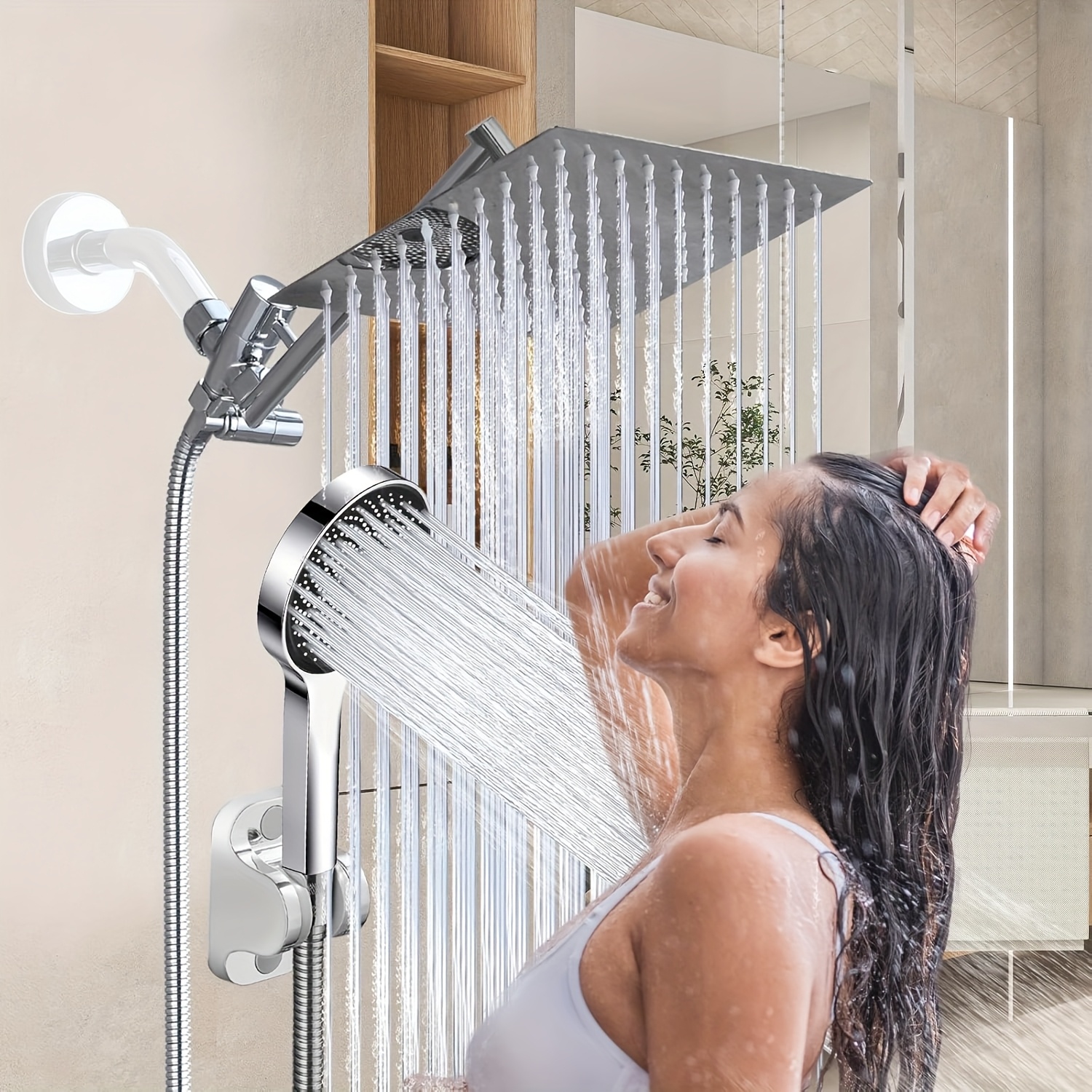 ultimate Shower Head, High Pressure Rainfall/Handheld Shower Combo with 11'' Extension Arm, 3 Settings, Anti-Leak Shower Head with Holder, Height/Angle Adjustable, Chrome, Matte Black 24 Shower Head, High Pressure Rainfall/Handheld Shower Combo with 11'' Extension Arm, 3 Settings, Anti-Leak Shower Head with Holder, Height/Angle Adjustable, Chrome, Matte Black