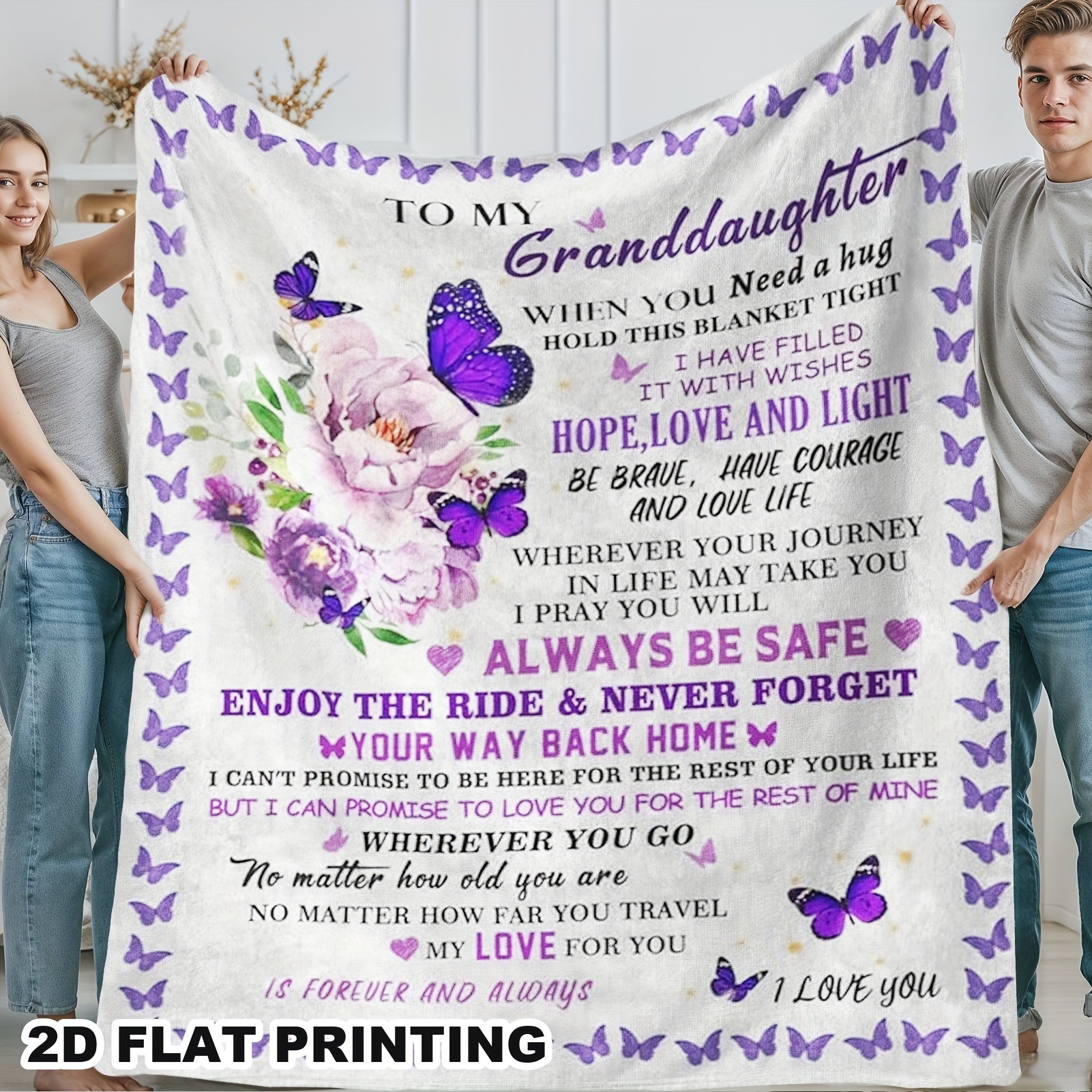 TEMU 2d Flat 1pc Gift For My Granddaughter, A Blanket From Grandma, Suitable For Granddaughter's Birthday And Graduation Gift Ideas, Granddaughter's