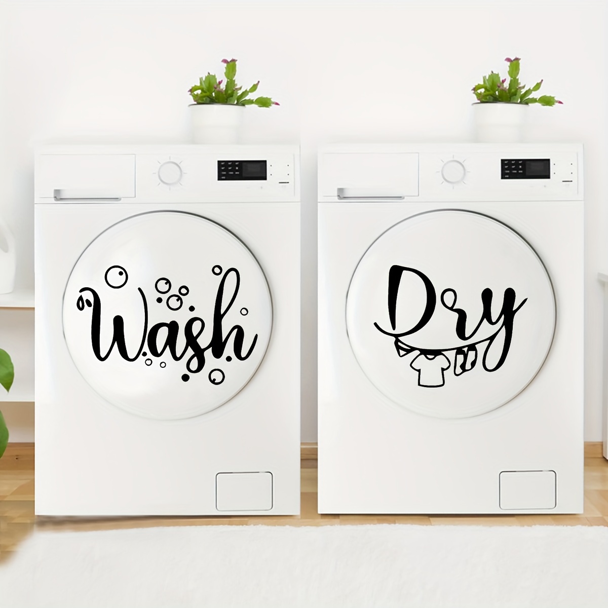 

Contemporary Vinyl Laundry Decals: Stickers For Home Appliances - Letter Print, Reusable, Adhesive Backing