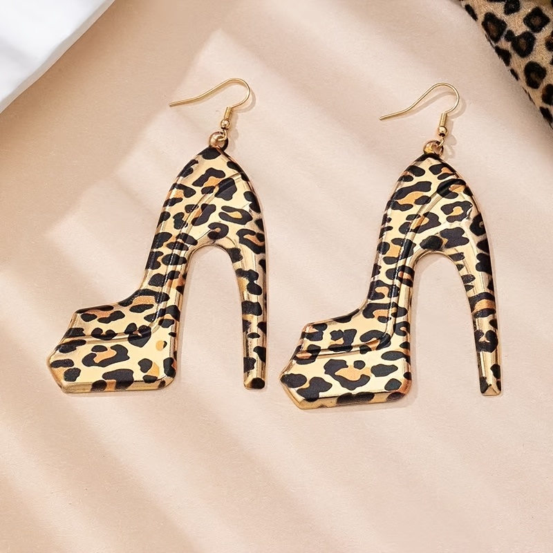 E-shop Elegante Damen Drop Neue Damen Leopard Print High Heels Ohrstecker, Geeignet für , Party, , Damen Spezielles Geschenk, Ganzjahres-Passform