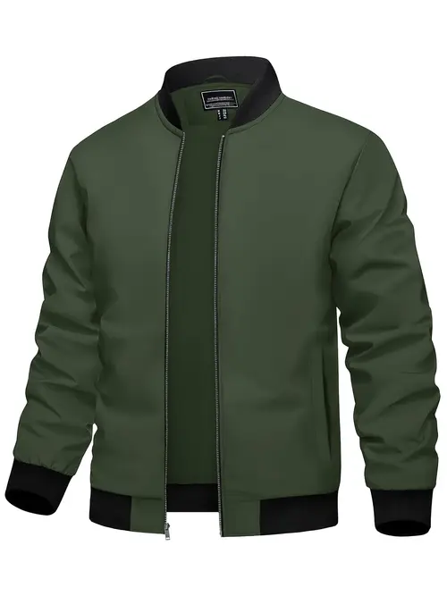 mens lightweight athletics jacket stand collar windbreaker fashion solid color coats with pockets and soft breathable fabric metal zipper and ribbed cuffs and hem suitable for daily wear work dating golf