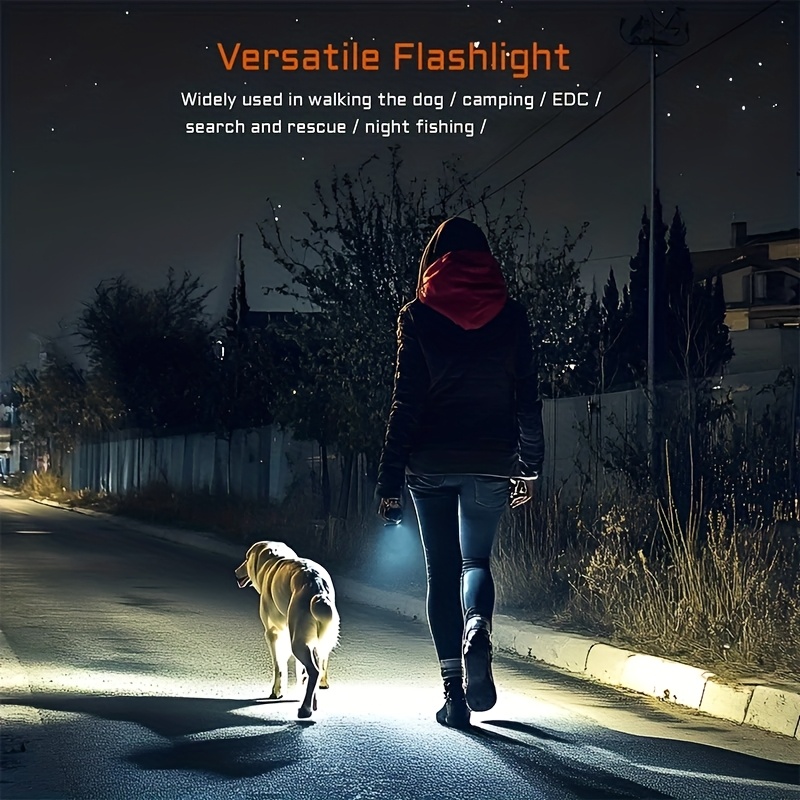 TEMU [solar Camping Flashlight] Solar Camping Light Bright Portable Rechargeable Power Bank Usb Led Flashlight Torch With Long Lasting Versatile