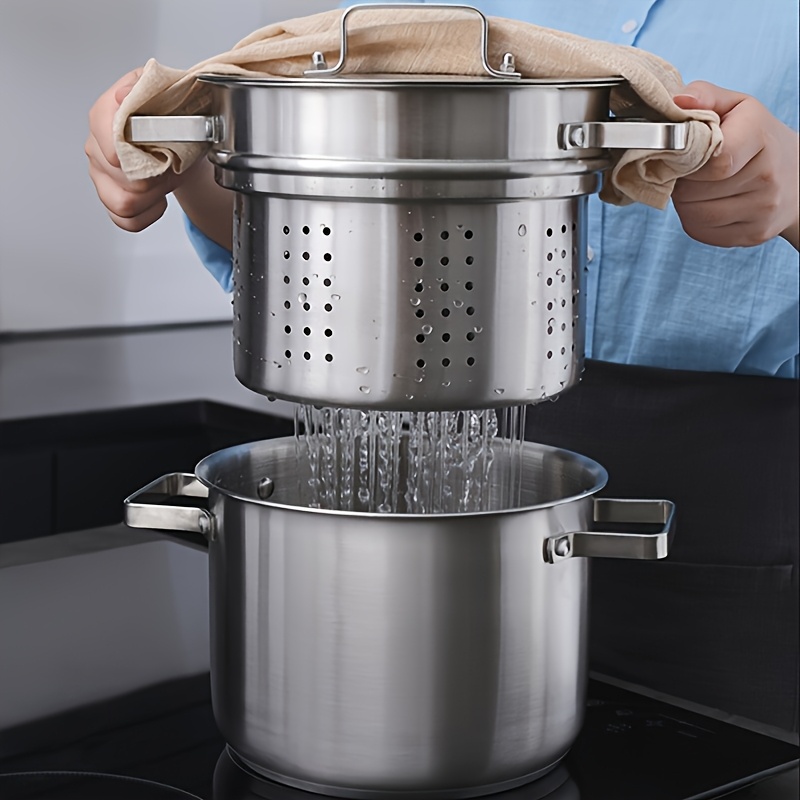   stainless steel pasta pot set with steamer basket and lid durable cookware boiler for steaming and cooking kitchen essentials