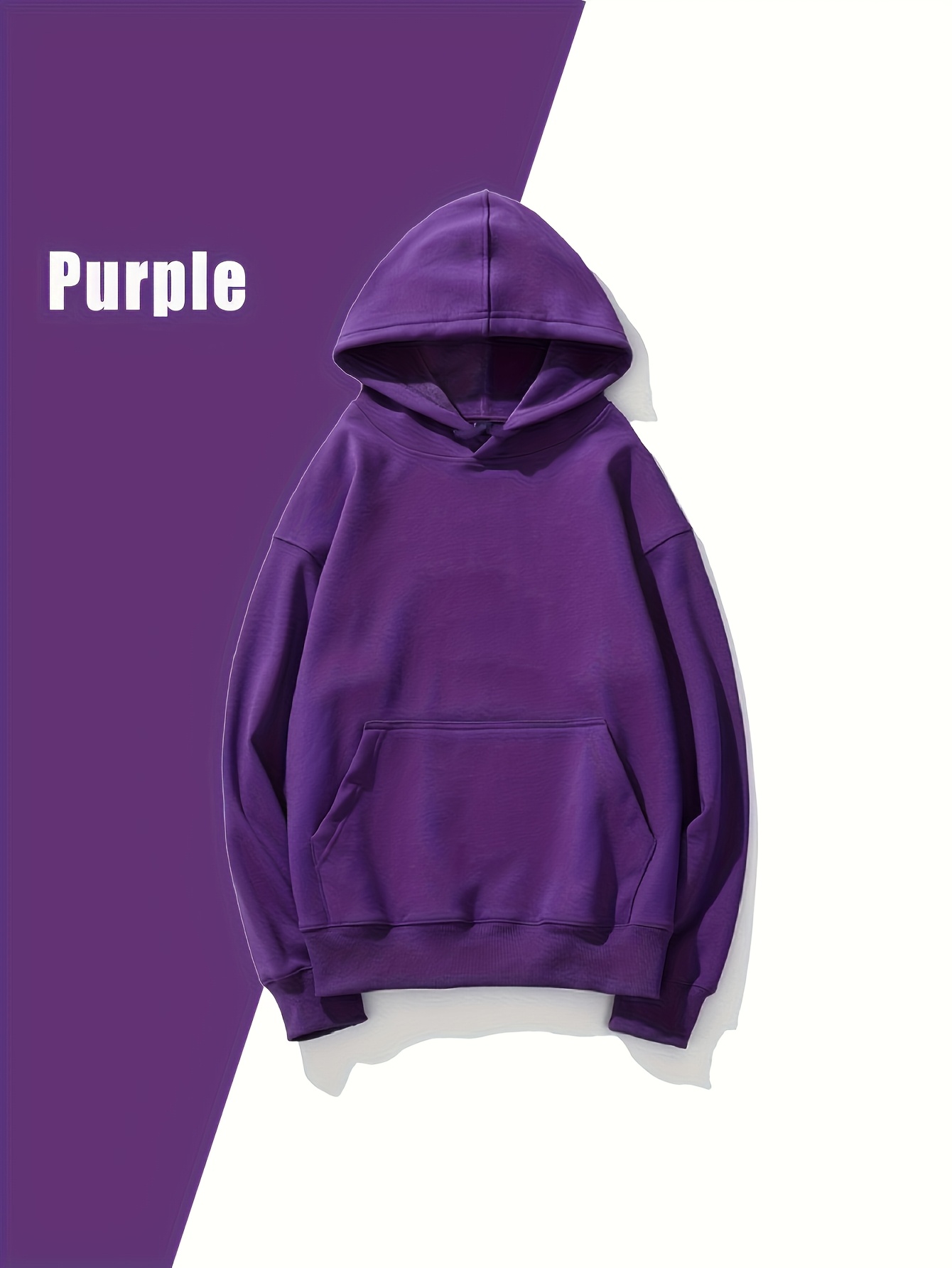 men's purple solid color hoodie loose hip hop style Temu Portugal