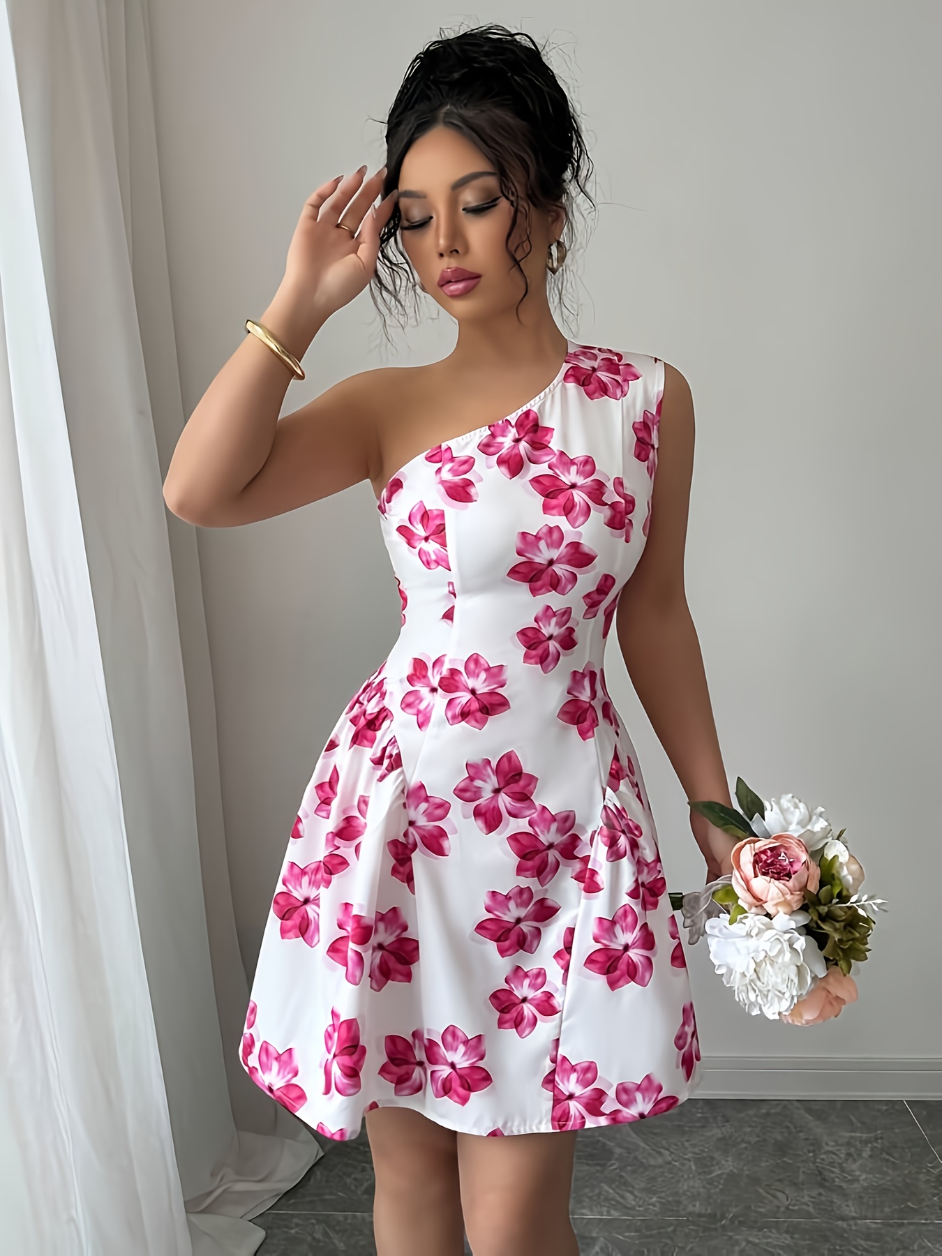 Pink Mid Length Semi Formal Dresses Simple Pink Off Shoulder Satin