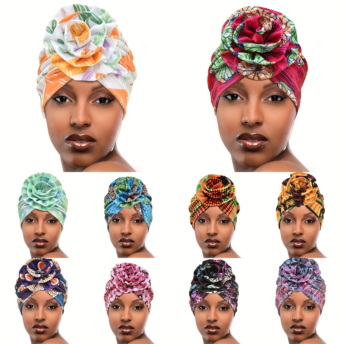 

Elégant Turban Floral pour Femme : Couleurs Vibrantes, Tissu en Polyester et Design Élastique Confortable pour un Look Chic