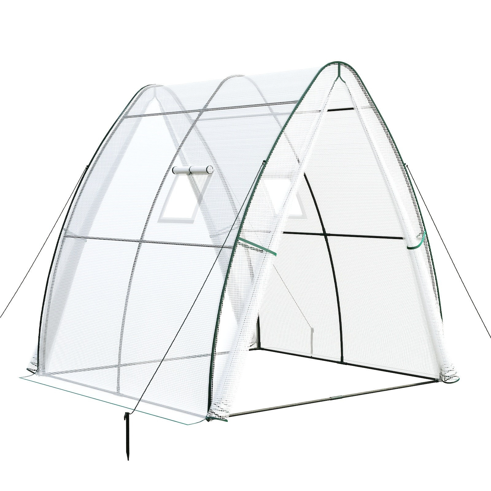 Image of Portable Greenhouse, Durable Plastic Pe Clad Walk-in Small Greenhouse, With Mesh Window Design, Suitable For Outdoor Planting, Specifications 1.8x1.8x2 Meters, White