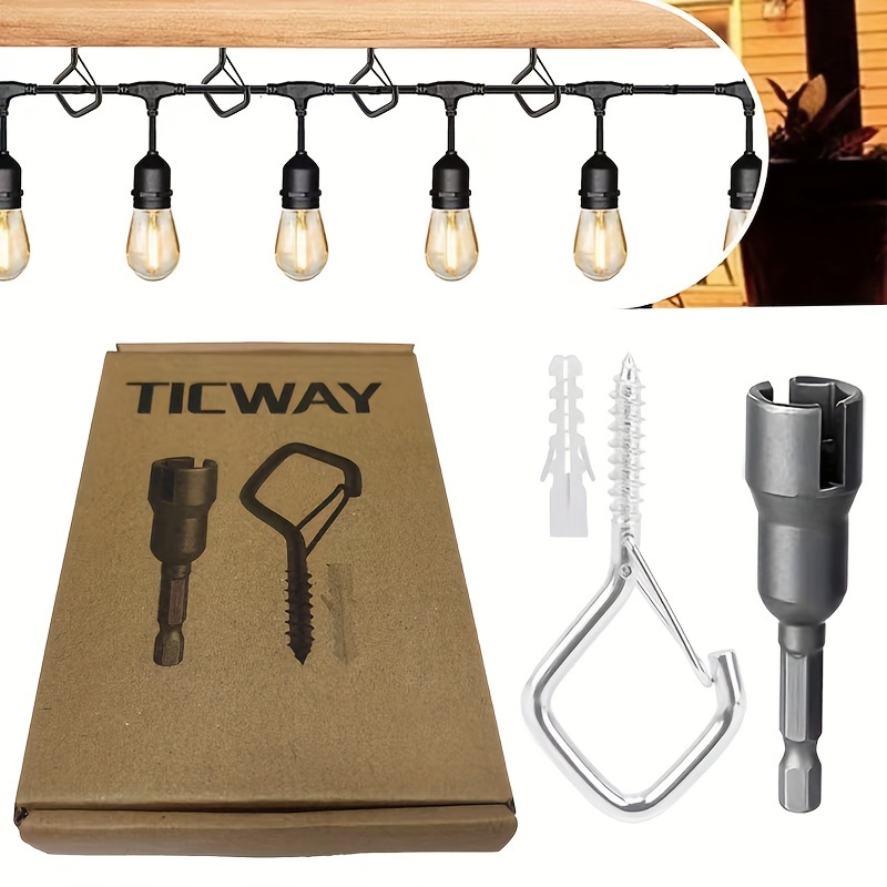 

Outdoor Lighting Hooks - 20/50/120 Piece, Durable Metal Q-hanger Cup Hooks For String Lights, Easy Install For Patio, Wall & Ceiling, Perfect For Christmas Decor