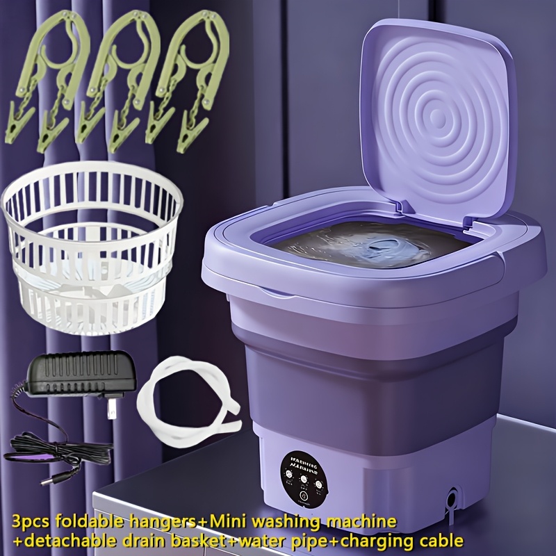 foldable washing machine 2 11gal high capacity mini washer with 3   deep cleaning half automatic washt foldable washing machine with   dry for socks clothes towels delicate items purple