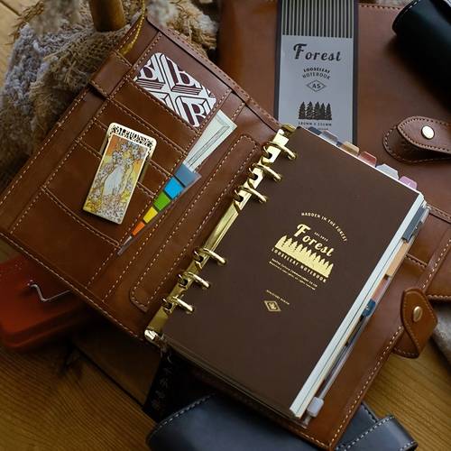 1 5 vintage faux leather bound loose leaf notebook sheepskin texture pu leather cover monthly plan grid horizontal inner page multi for journaling writing planner