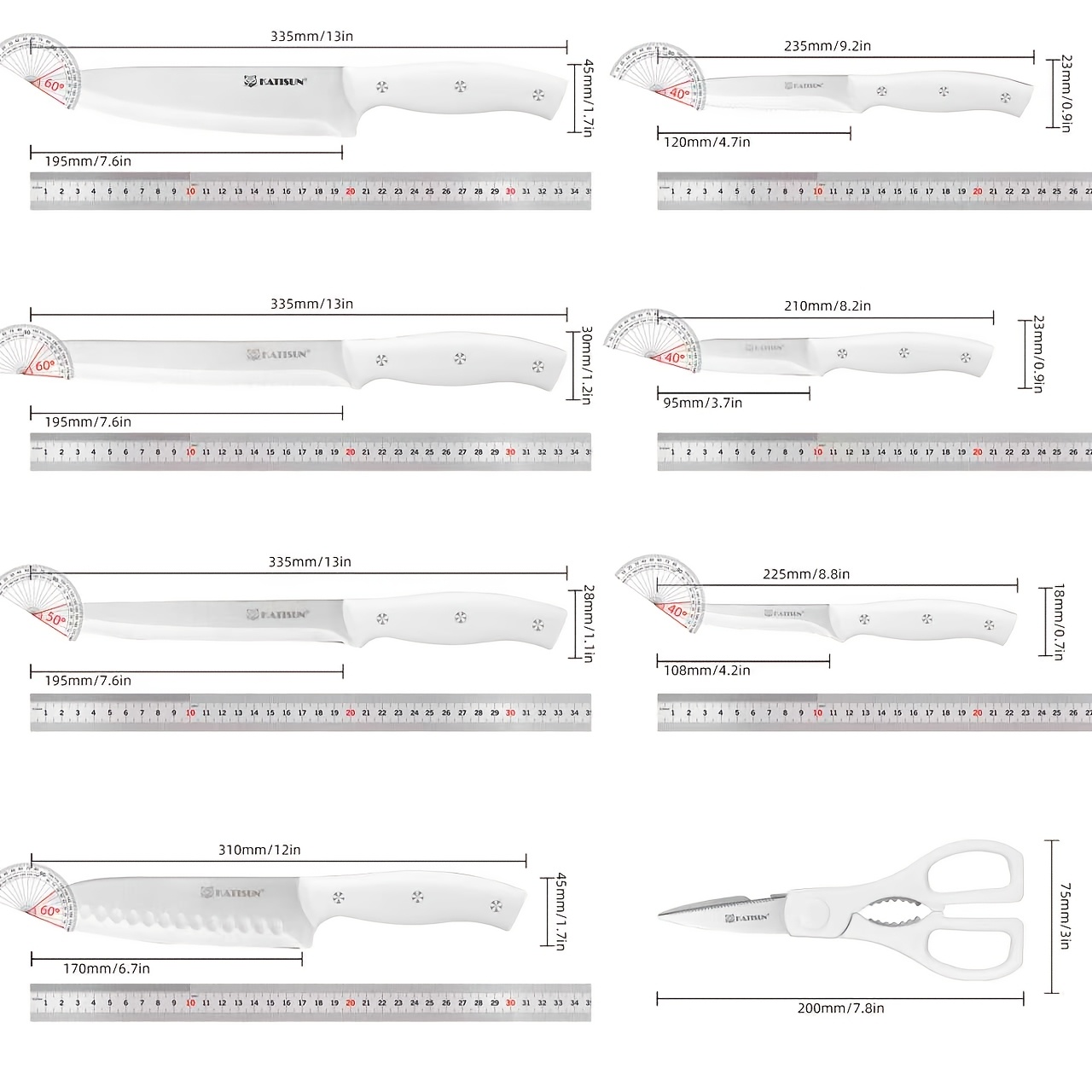 15pcs Knife Set with Sharpener, High-Carbon Stainless Steel White Kitchen Knife Set, Rust-Resistant And Durable, Includes Wooden Block And Kitchen Shears, Ideal for Home And Restaurant Use, Top Choice for Christmas And New Year Gifts