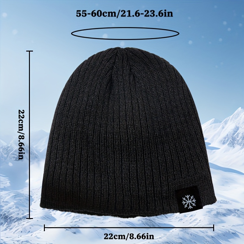 Ensemble de 2 bonnets à tricoter flocon de neige tendance, pull chaud doublé en polaire d'automne et d'hiver pour couples, bonnet léger d'extérieur pour ski et cyclisme, unisexe, équipement pour temps froid, couvre-chef confortable, vêtements en tricot élégants, matériau durable, texture douce