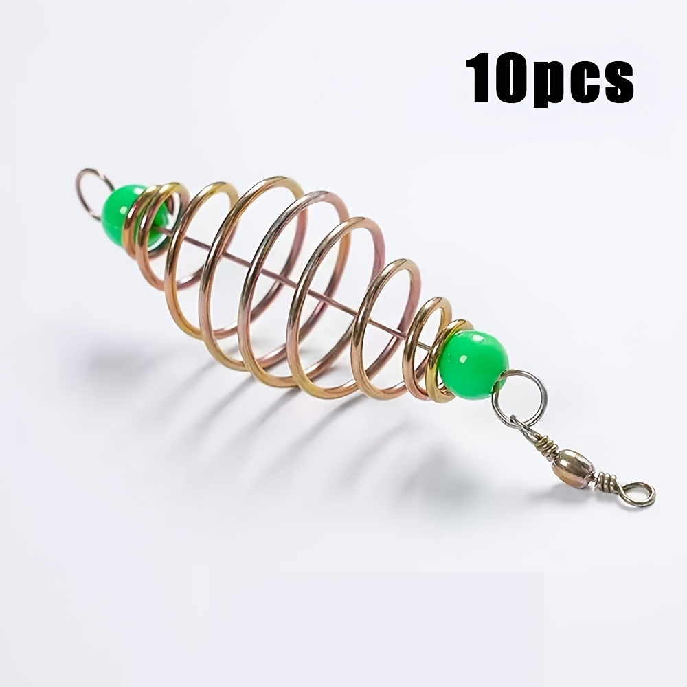 Image of 10pcs Stainless Steel Fishing Feeder , 7cm Carp Fishing Bait Holder Basket With Swivel, Fishing Tackle For Carp & Bottom Fishing