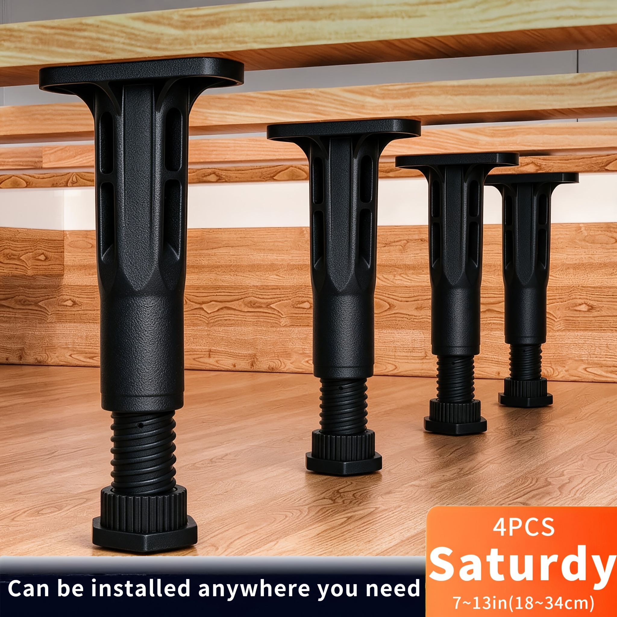 TEMU Heavy-duty 4pcs Set With Adjustable Legs, Height Range 18-34cm / 7-13 Inches. Suitable For Bed Frames, Sofas, Recliners, Dressers, And Cabinets.