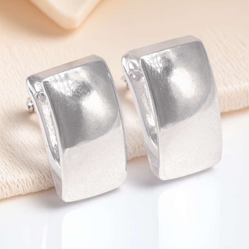 TEMU Women's Minimalist Geometric Earrings - Retro/modern Hoops & , Smooth Curve/linear/angle Designs, European For Daily Wear, Anniversary & Valentine's Gift, Jewelry - Versatile For Face Shapes
