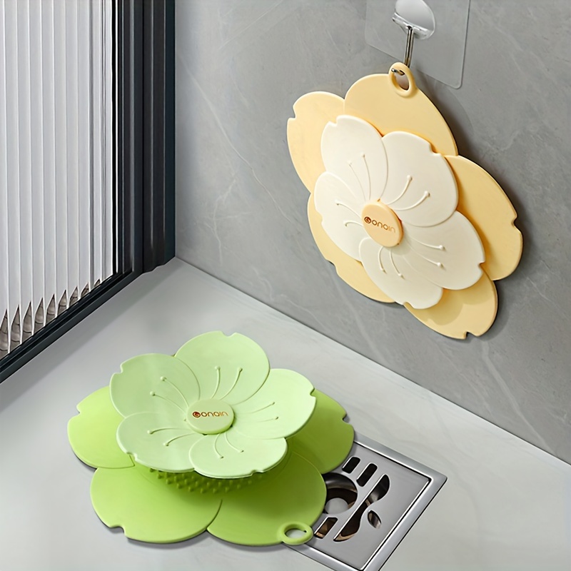 

1/4 Piece Cherry Blossom Design Press-type Drain Covers With Odor Control And Seal - Essential Bathroom Accessories, Home Decor