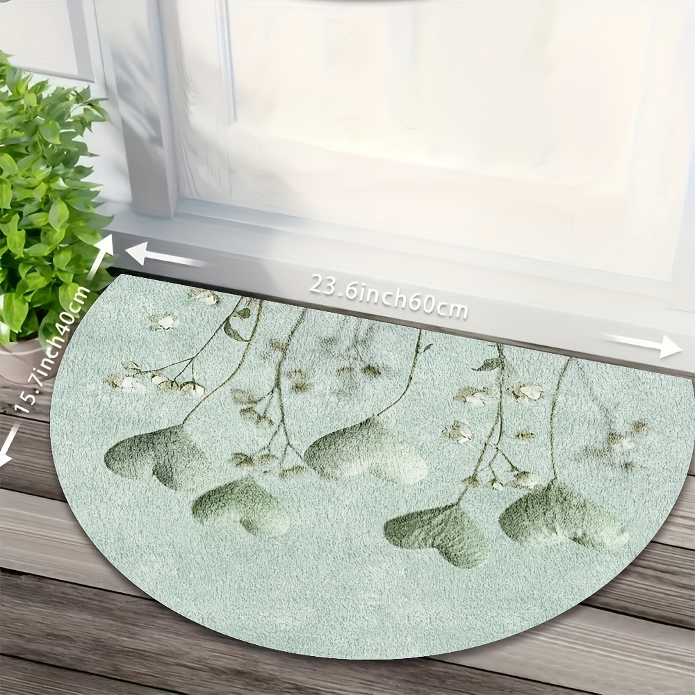 TEMU 1pc Sage Green Heart Rug Suitable For Entryway, Semi-circular Floor Mat With Pvc Backing & Adhesive Suitable For, Bedroom,, Bathroom - Machine