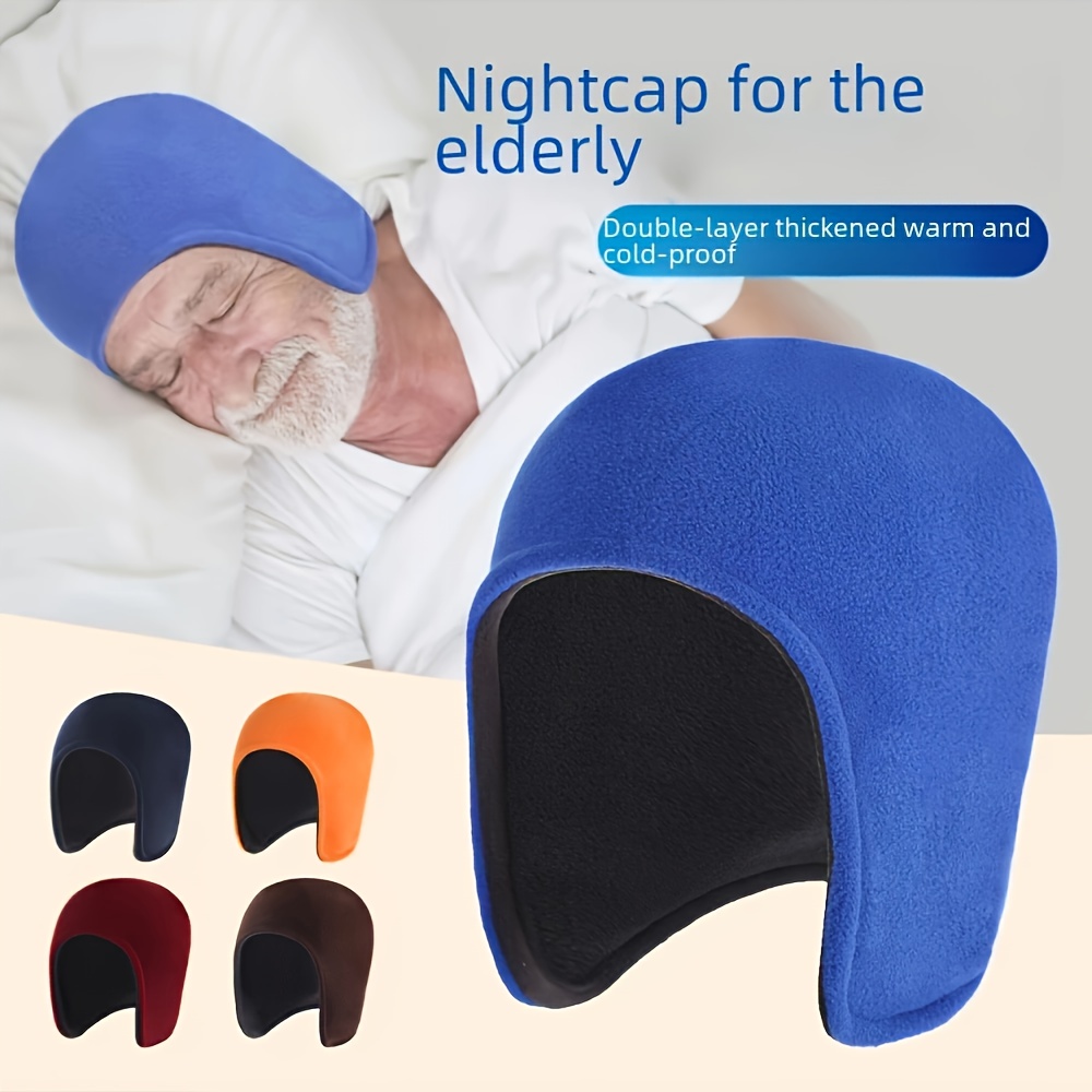 

1 Thickened Fleece-lined Hat With Cold-proof Insulation, Warm Nightcap For Elderly - In Blue, Black, Orange, Red