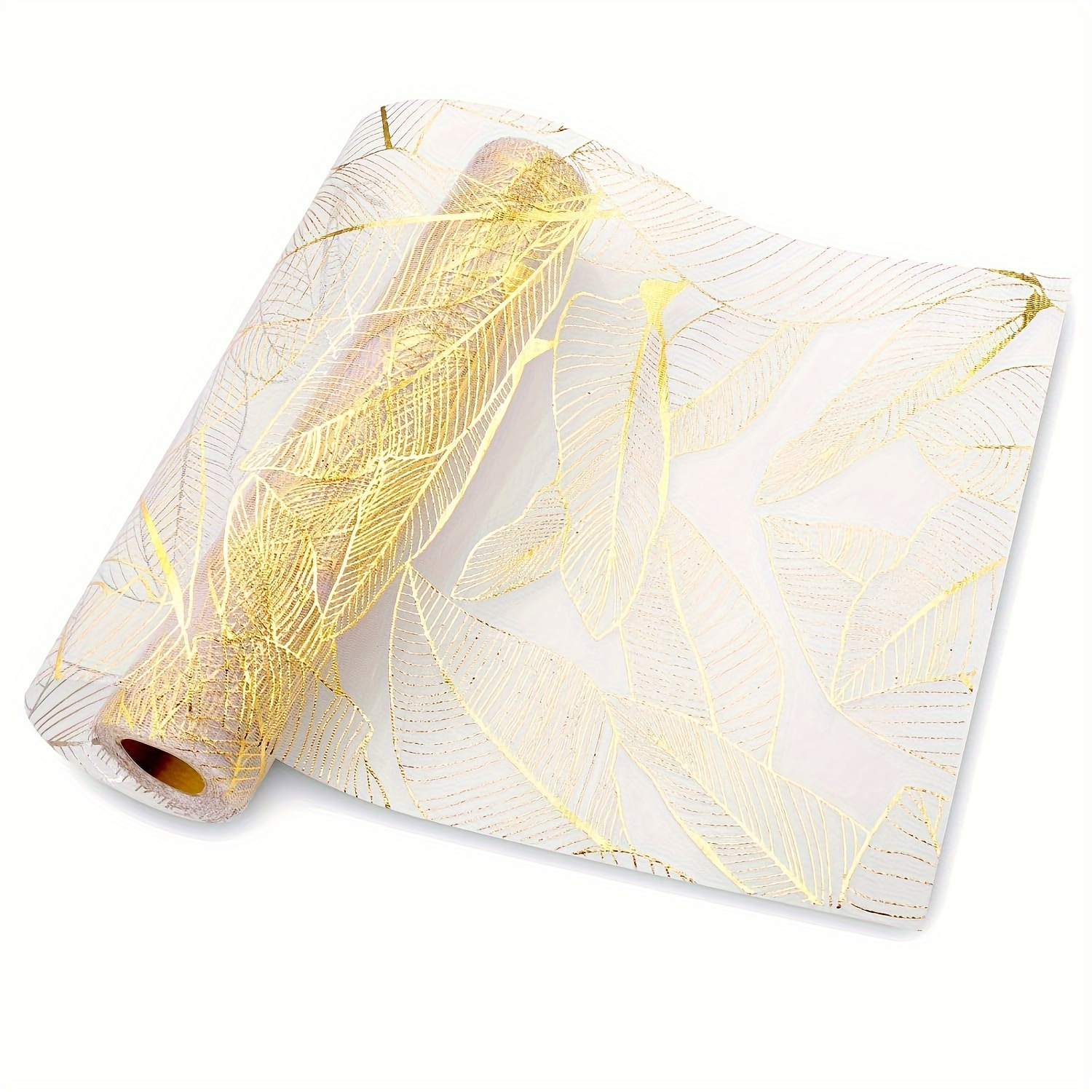 

1pc, Polyester Tablecloth, Golden Metallic Leaf Design, Fabric Table Linen For Party Decor, Wedding, Birthday, Baby Shower, Engagement, Bachelorette & Holiday Celebrations