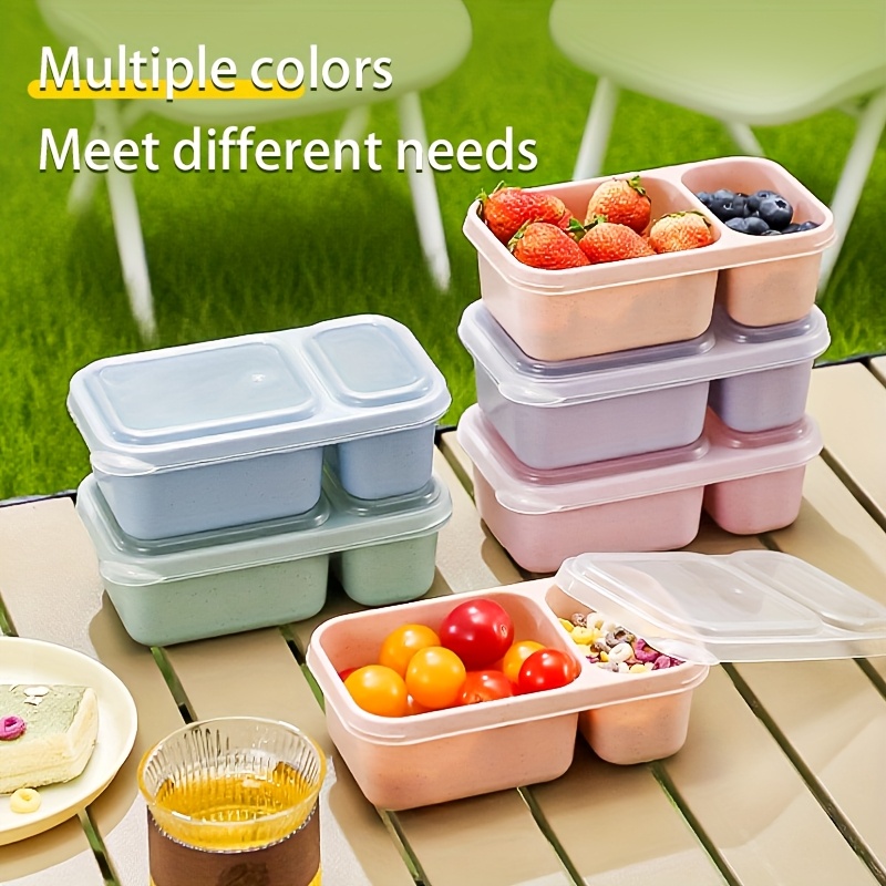 2 4pcs reusable bento box snack containers with lids 2 compartment condiment containers lunchable containers for daycare work travel picnic suitable for and adults stackable bento snack box picnic containers for food