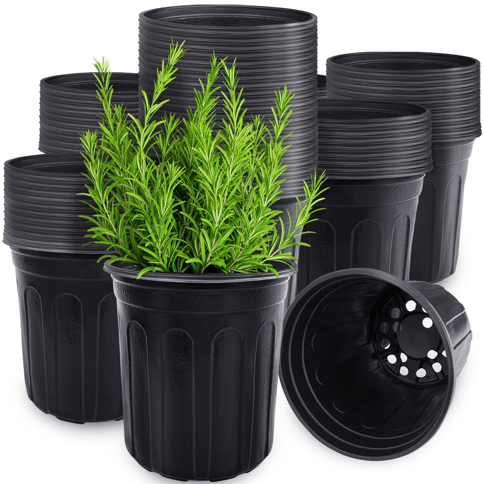 

60pcs, 1 Gallon Flexible Flower Plant Seedling Pots, Thickened Soft Plastic Seed Starter Containers For Succulent Plants, Seedlings, Sprouts, Transplants, (black)