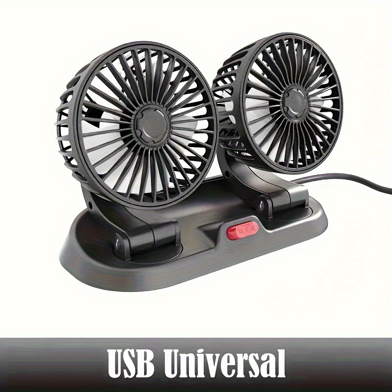 versatile dual head car fan with 360 rotation usb cigarette lighter powered ideal for cars trucks desk use   for vehicle details 5