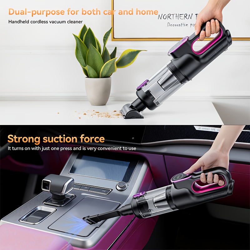 Wireless handheld vacuum cleaner for cars and homes, car-mounted 2-in-1 blower and suction cleaner, handheld type, high power, super strong suction, small and mini handheld car interior cleaner, wet and dry dual-purpose car vacuum cleaner,