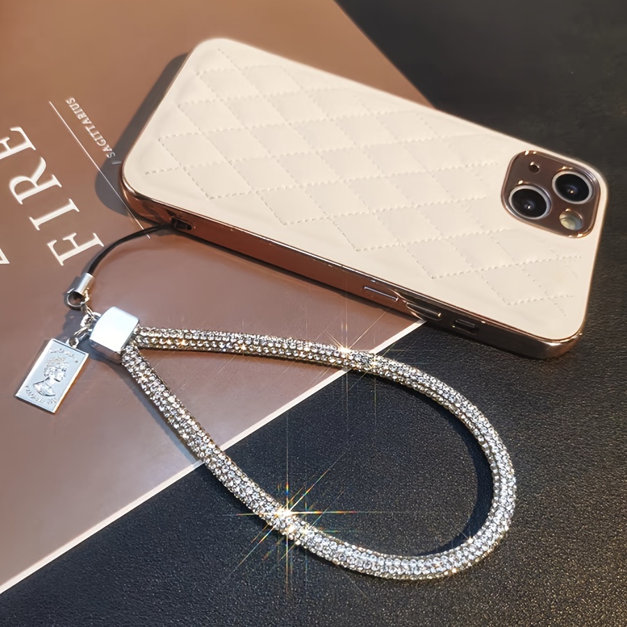 

1pc Luxury Rhinestone Wrist Strap Phone Charm, Tpu Crystal Beaded Hand Wrist Lanyard With Fashion Pendant, Universal Fit For Smartphone Cases - No Battery Required