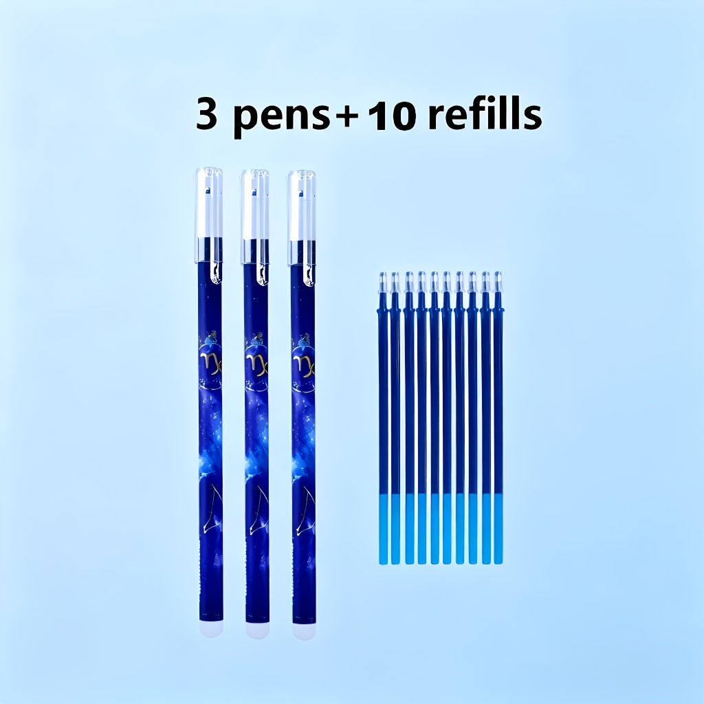 TEMU 13pcs Set, Constellations Neutral Erasable Pens, 0.5mm Fine Tip, Blue Ink, Plastic, Smooth Writing, School And Office Supplies, Learning
