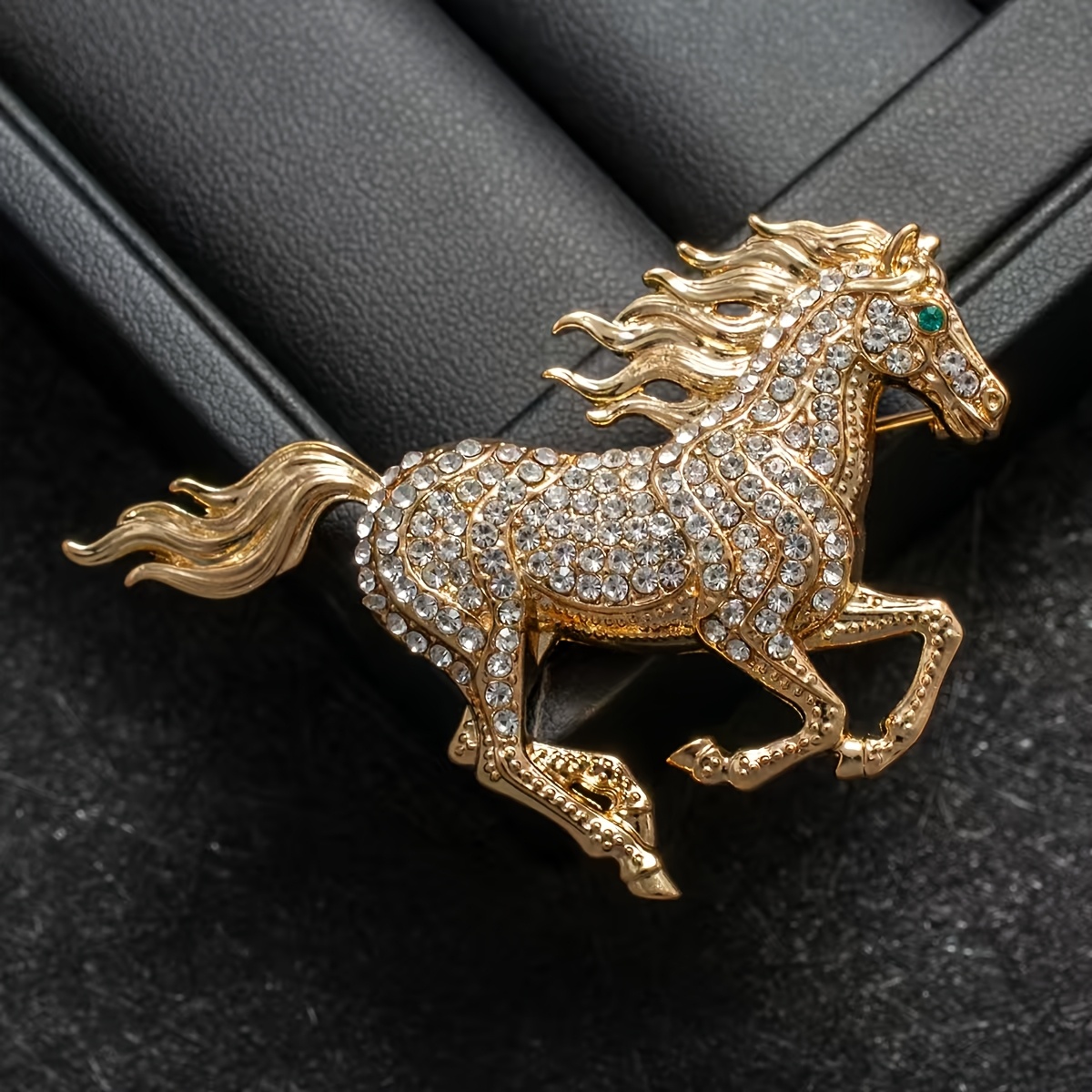 TEMU Broche Cheval Entièrement en Strass, Pin Animal Avancée