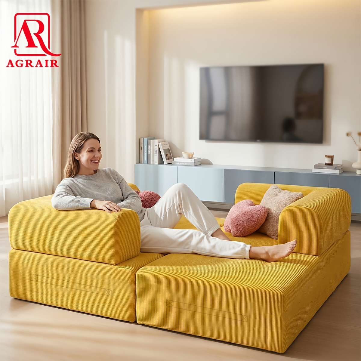 59 05in 150cm convertible futon sofa bed corduroy futon sofa