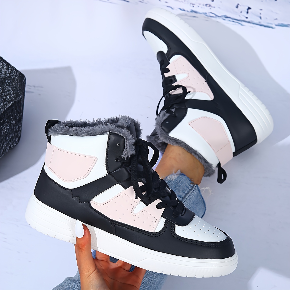 botas tobillo mujer forradas polar invierno zapatillas moda Temu