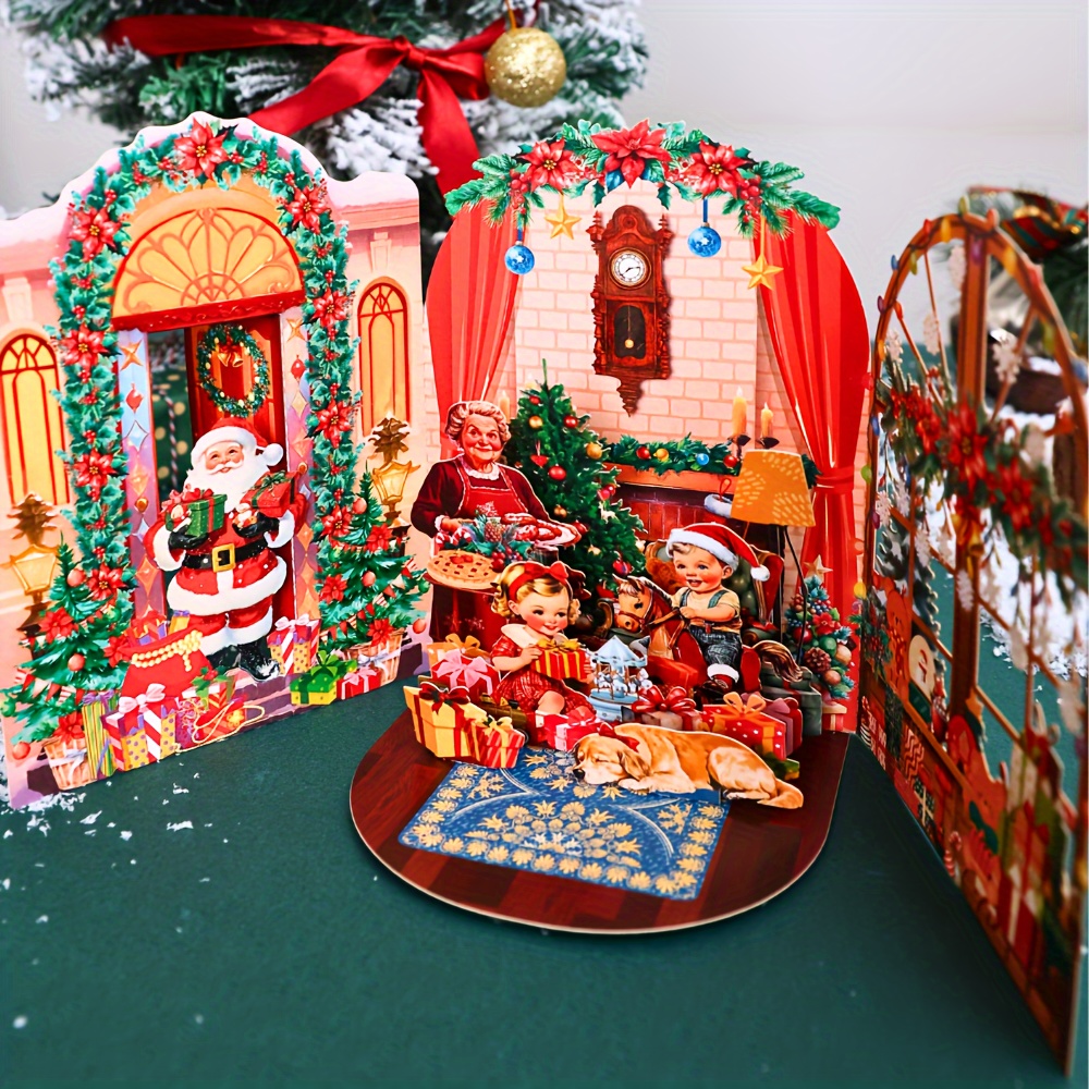 1pc Merry Christmas Pop-up Card Featuring Santa Claus A Gift, Complete With A Note Card And Envelope, Ideal For Anyone