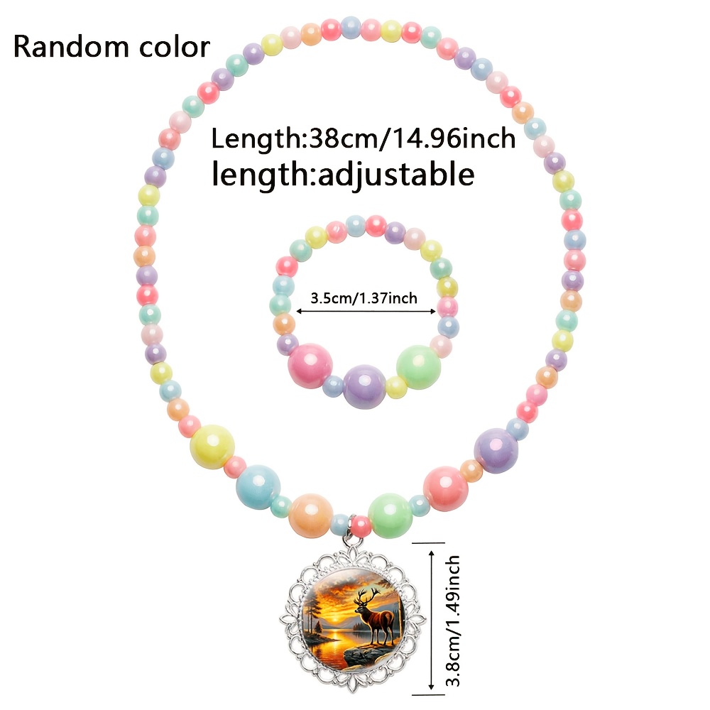 2pc Random Color Cute Women's Jewellery Set, Necklace & Bracelet