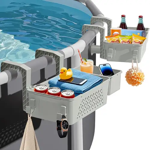 Pool Box Set Swimming Pool Gear Storage 2 Sets Poolside Storage Baskets With Cup ...