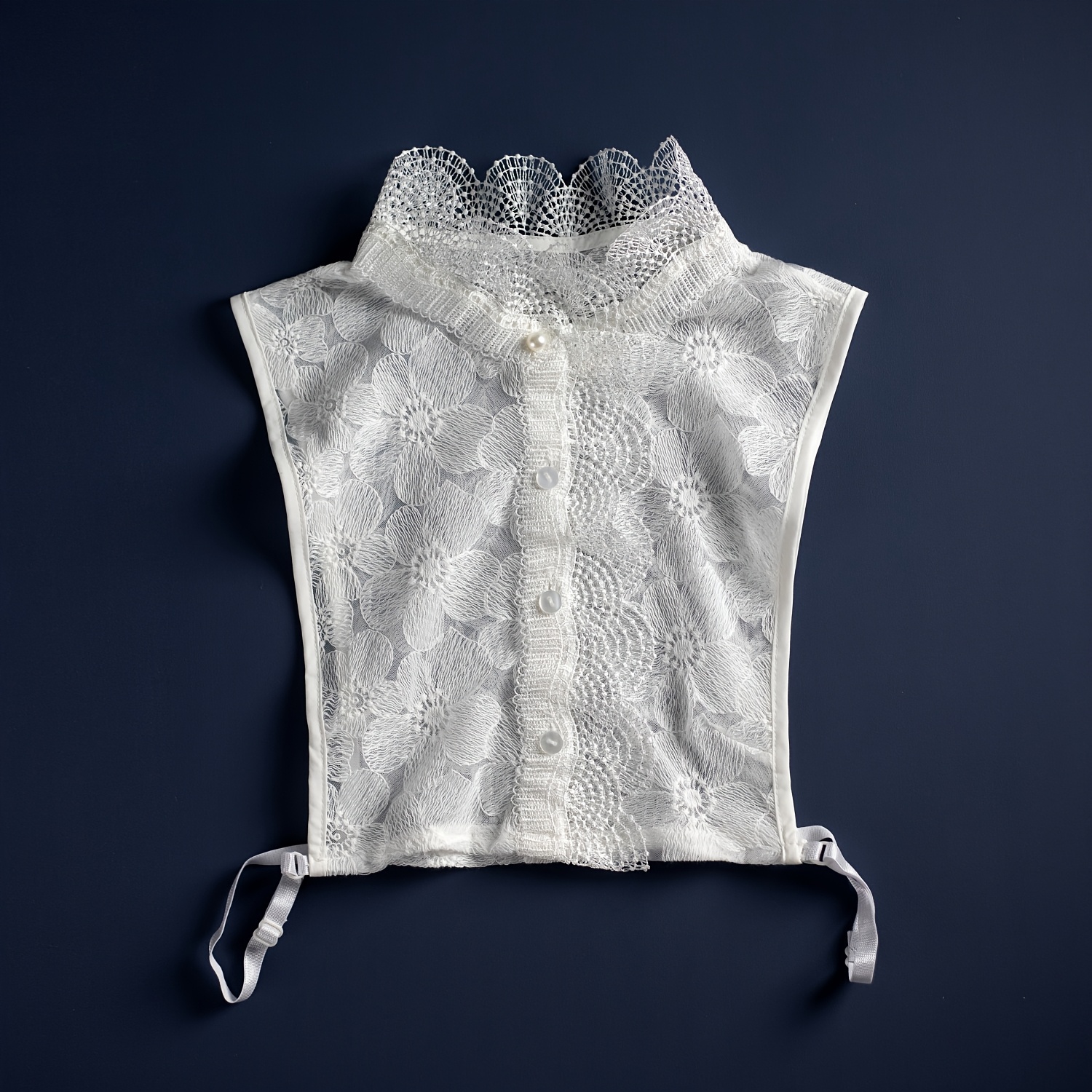 E-shop 1 Stück Damen Weste mit Spitze, Stehkragen, Halb-Shirt-Stil, Fake-Kragen