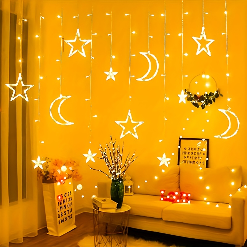 

1 Set Led Fairy String Lights, Sparkling Stars And Moon, Battery-powered Indoor & Outdoor Decor For Halloween, Christmas, Weddings, Birthdays, Parties - No