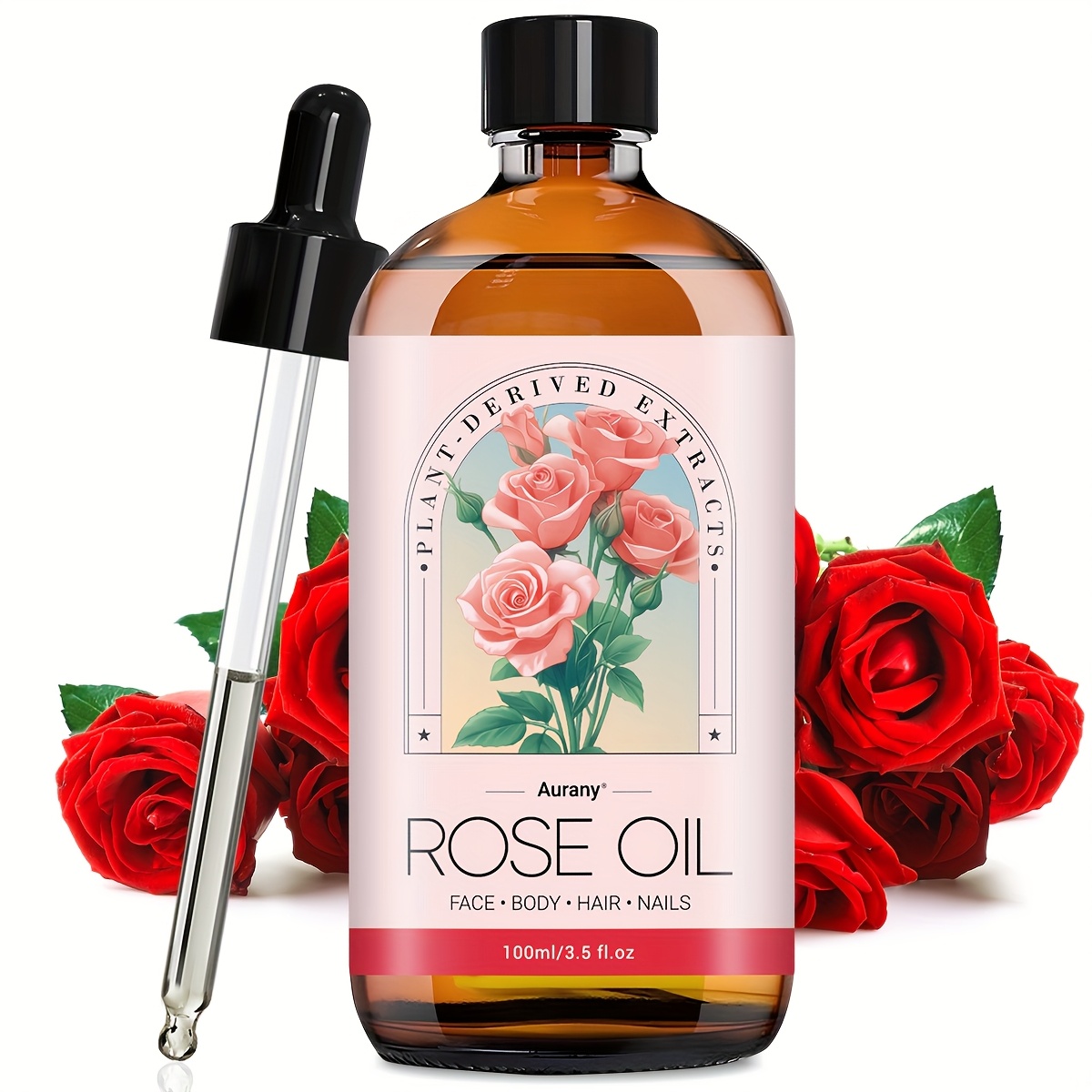 item picture rose oil base for baths soaps unisex all type of   moisturizing face body nails hair eyelashes a gift for him her 100ml