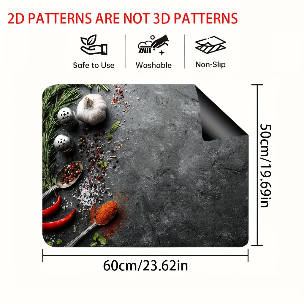 TEMU 1pc Garlic Chili Stove Top Protector Placemat - Heat-resistant Glass Stovetop Cover, Protector For Induction// Stoves, For All Washing Machine