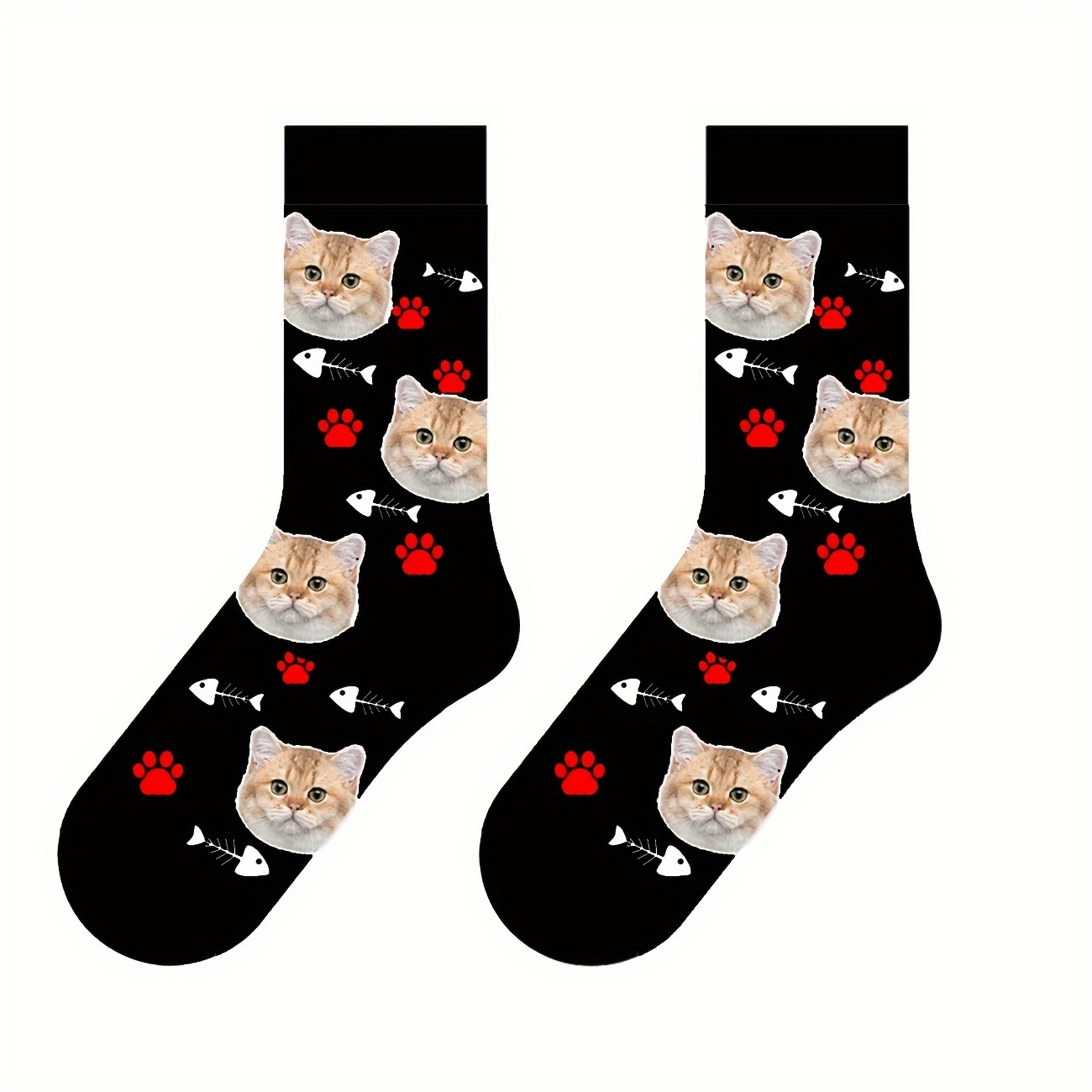 TEMU Une paire de chaussettes personnalisées pour hommes avec des d'animaux sur mesure, chaussettes amusantes pour couple avec des uniques, parfaites
