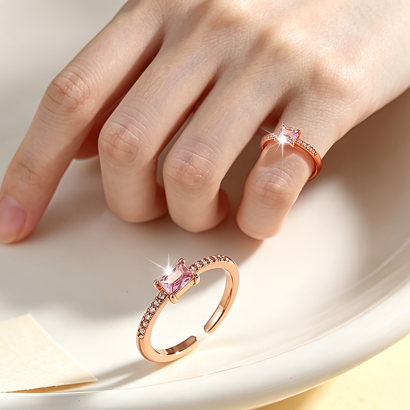 Women's Cherry Pink Zirconia Tail Ring, Fashion Gift