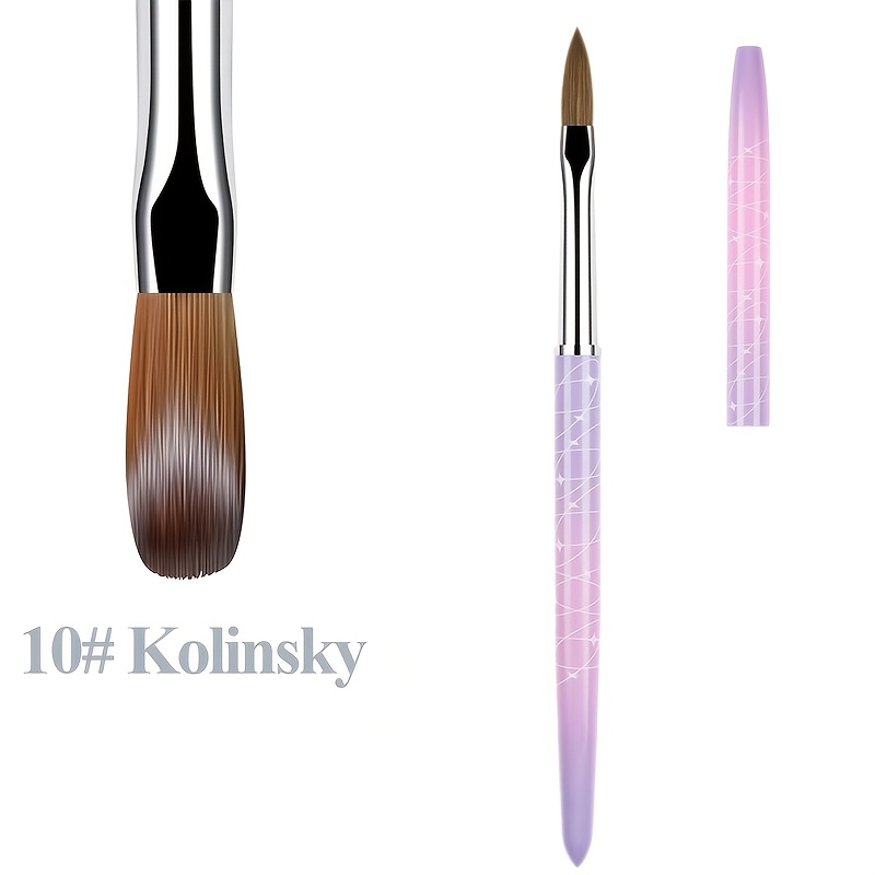 TEMU Professional Kolinsky Acrylic Nail Brush Set (size 8/10/12) With Nylon Bristles & Wooden Handle - Round Nail Art Brushes For Gel Polish, Acrylic