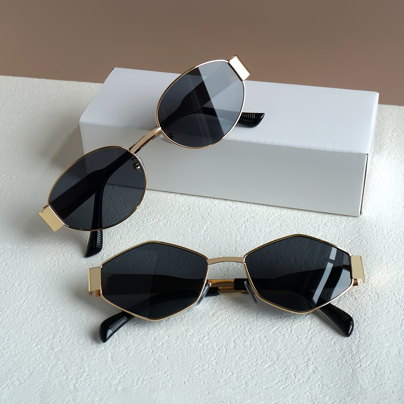 2pcs y2k style chic oval rhombus womens fashion glasses 