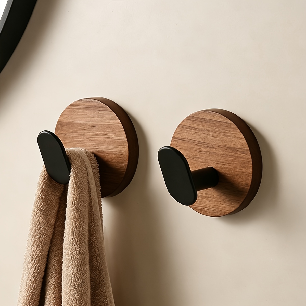TEMU Juego de de pared multiusos de nogal de lujo, adhesivo fuerte sin perforación, carga estable, protección estable del gancho, tipo universal,