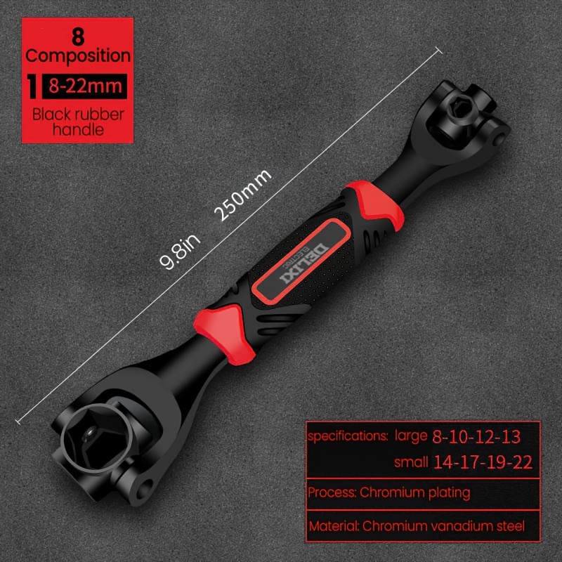 E-shop ELEKTRISCHER /52-in-1 Steckschlüssel-Werkzeug, Multifunktions-Schraubenschlüssel mit Rutschfestem Gummigriff, 360° Drehbarer Kopf für Haushalt,