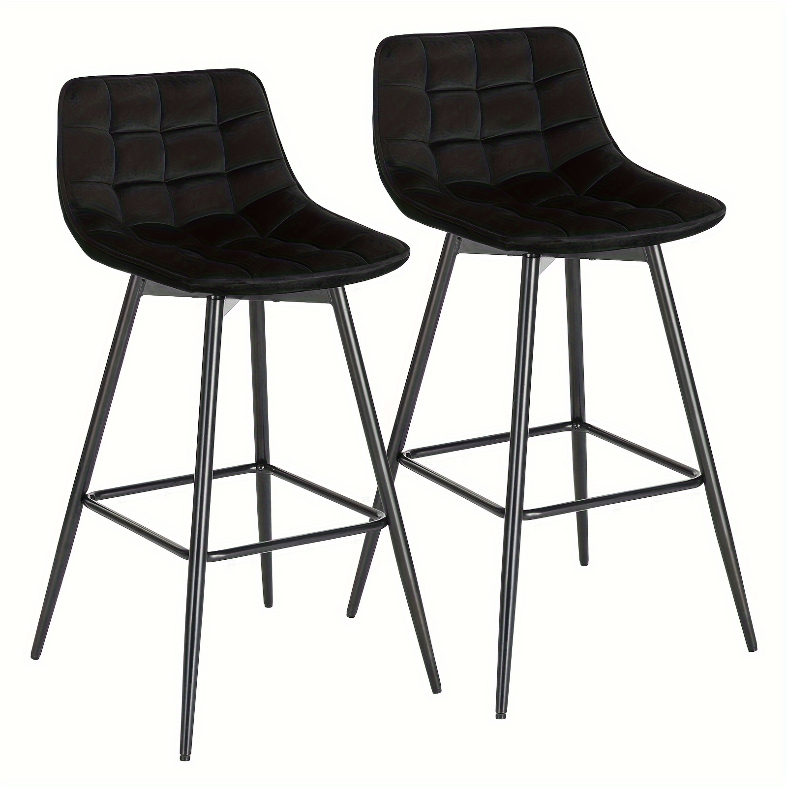 2pcs Bar Stool Stool Counter Stool Bistro Stool With Footrest Velvet Metal Dark Grey