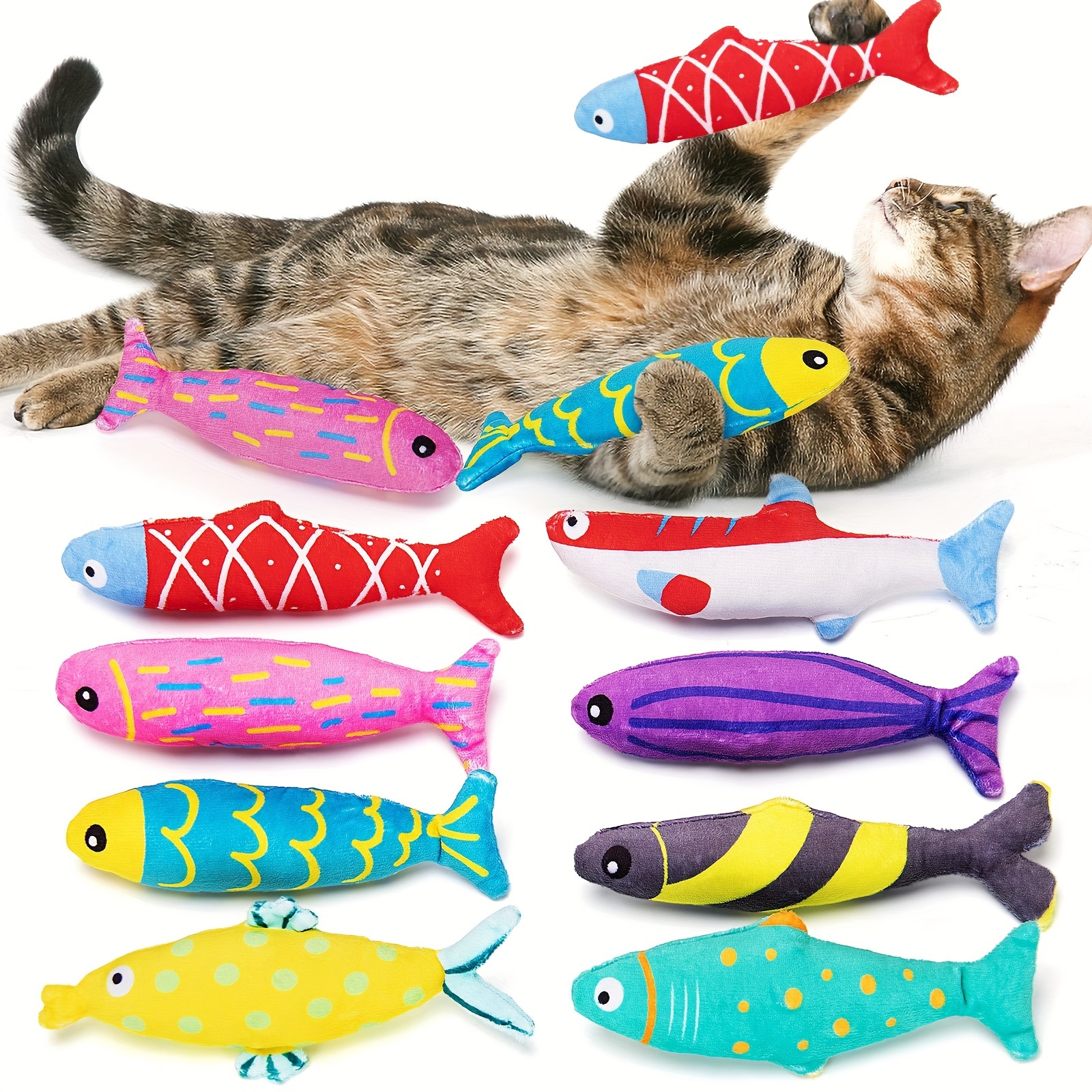 

Catnip Toys For Indoor Cats, Natural Catnip Cat Toys Kitten Toys - 8 Pcs Fish Cat Toys Set For Boredom