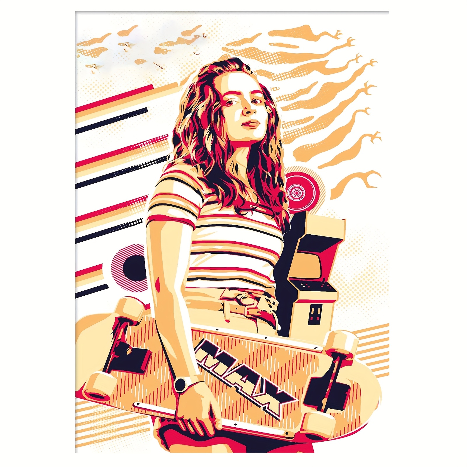 E-shop [2D Flach] 1 Stück Rahmenloser Max Canvas Wandkunst Poster, 12x18in - Retro Style mit lebhaften Farben, für Zuhause, Büro oder Party Dekoration,